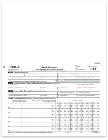 ACA Form 1095B for Reporting Health Insurance Coverage by Self-Insured Employers. ComplyRight Software Compatible - ZBPforms.com
