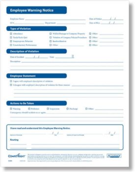 Employee Warning Notice Write Up Forms from ComplyRight - ZBP Forms