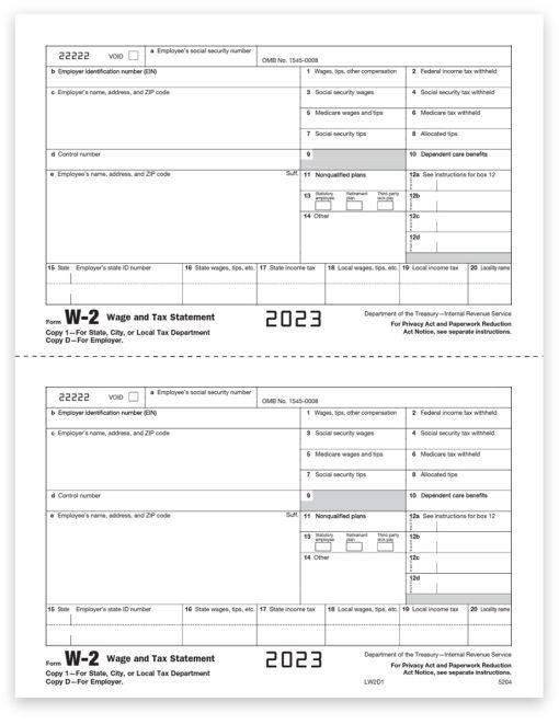 W2 Tax Forms, Employer Copy D-1 Forms for State, City or File. 2023 W-2 Forms for Employers - ZBPforms.com