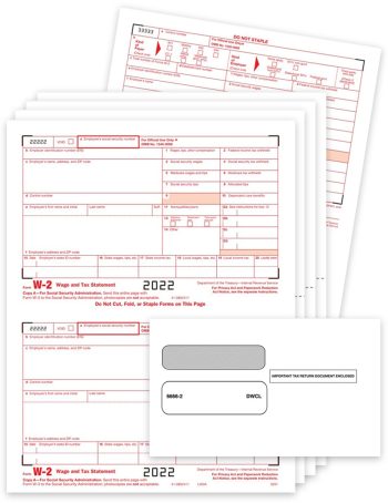 Official W2 Tax Form & Envelope Sets for 2022, Employee and Employer W-2 Form Copies, Security Window W2 Envelopes - ZBpforms.com