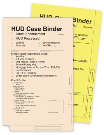 HUD Case Binders for HUD Mortgage Processors, Manila and Yellow - ZBPforms.com