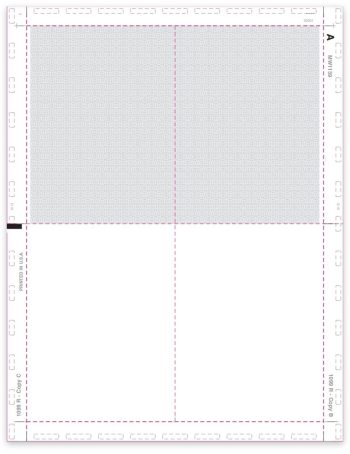 1099R Pressure Seal Paper, Blank 4up 11-inch V-Fold - ZBPforms.com