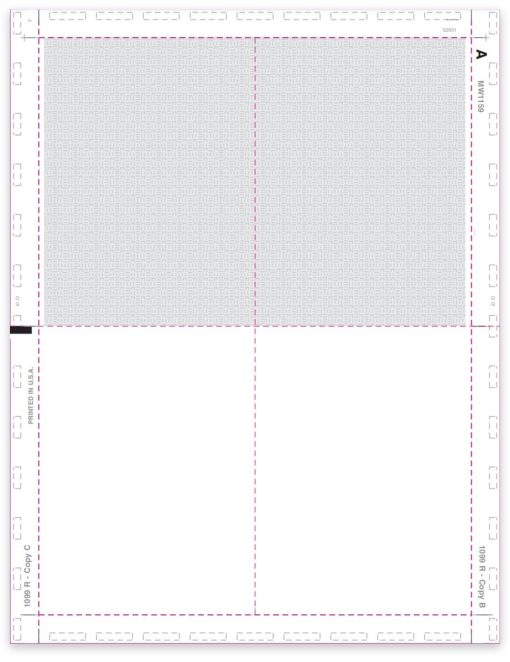1099R Pressure Seal Paper, Blank 4up 11-inch V-Fold - ZBPforms.com