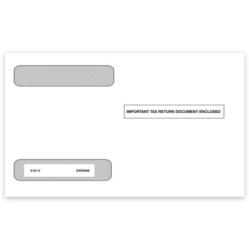 W2 Envelopes 4up V2 Horizontal Format, "Important Tax Return Documents Enclosed" on Front, Adhesive, Self-Seal Flap - ZBPforms.com