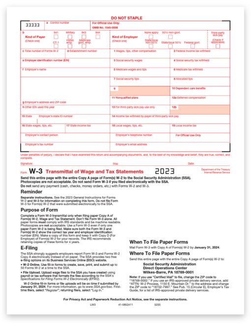 2-pt W3 Transmittal Forms for 2023. Carbonless. New Efile Rules Mean you may not need it - ZBPforms.com