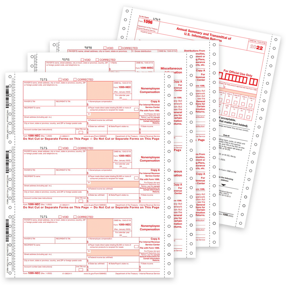 1099 Carbonless Continuous Tax Forms for 2022, Multi-Part 1099 Forms for Pin-Fed Printers and Typewriters - DiscountTaxForms.com