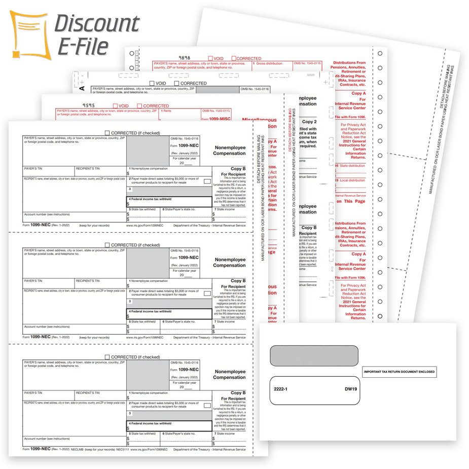 1099 Forms and Envelopes for 2022. Official IRS 1099 Tax Forms, Software, E-file - ZBPforms.com