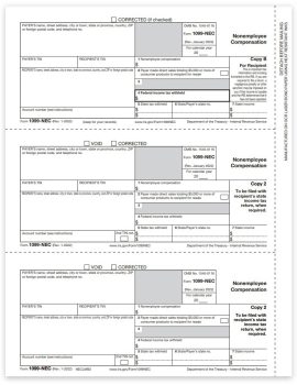 Form 1099NEC for 2022, 3up Copy B, 2, 2 for One Recipient - ZBPforms.com