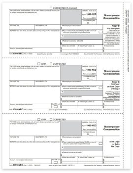 Form 1099NEC for 2022, 3up Copy B, C, 2 for Recipient and Payer - ZBPforms.com
