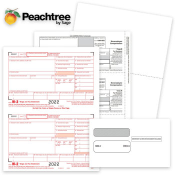 Peachtree Software Compatible 1099 & W2 Tax Forms and Envelopes - ZBPforms.com
