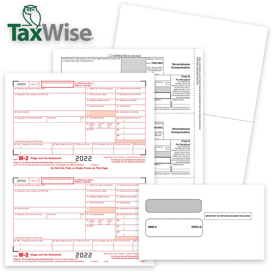 TaxWise Software Compatible 1099 & W2 Tax Forms and Envelopes for 2022 - ZBPforms.com