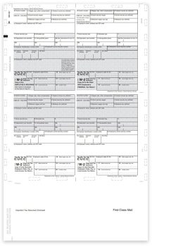 Pressure Seal W2 Forms for Employees, 4up Quadrant 14-inch EZ-Fold, Simplex, Preprinted - ZBPforms.com
