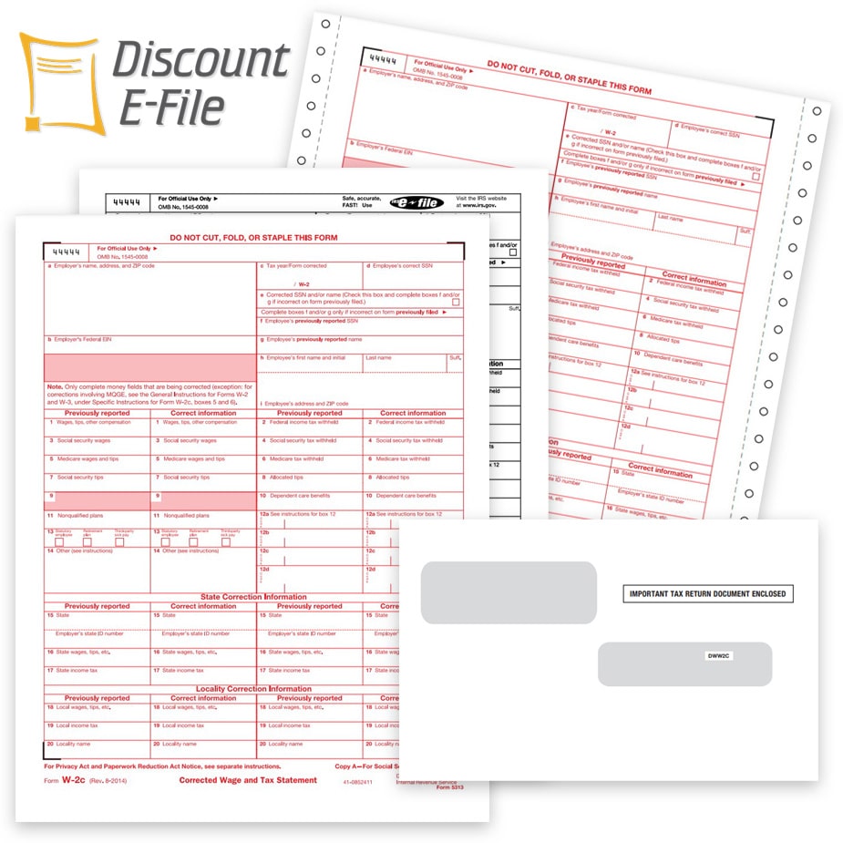W2C Forms, Envelopes and Online Efile to correct W2 forms - ZBPforms.com
