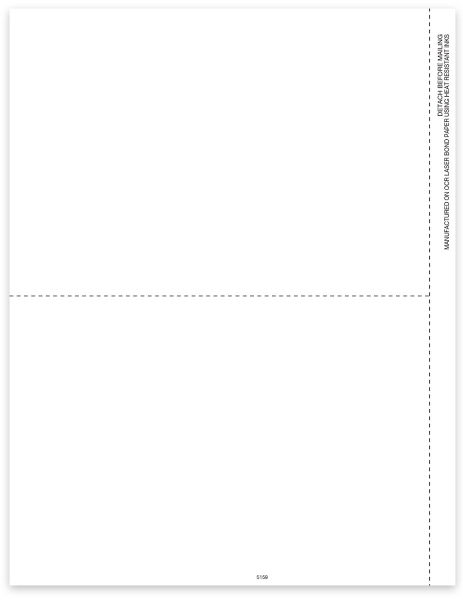 1099MISC Form Blank Perforated 2up Paper with Recipient Instructions on Backer and Side Stub