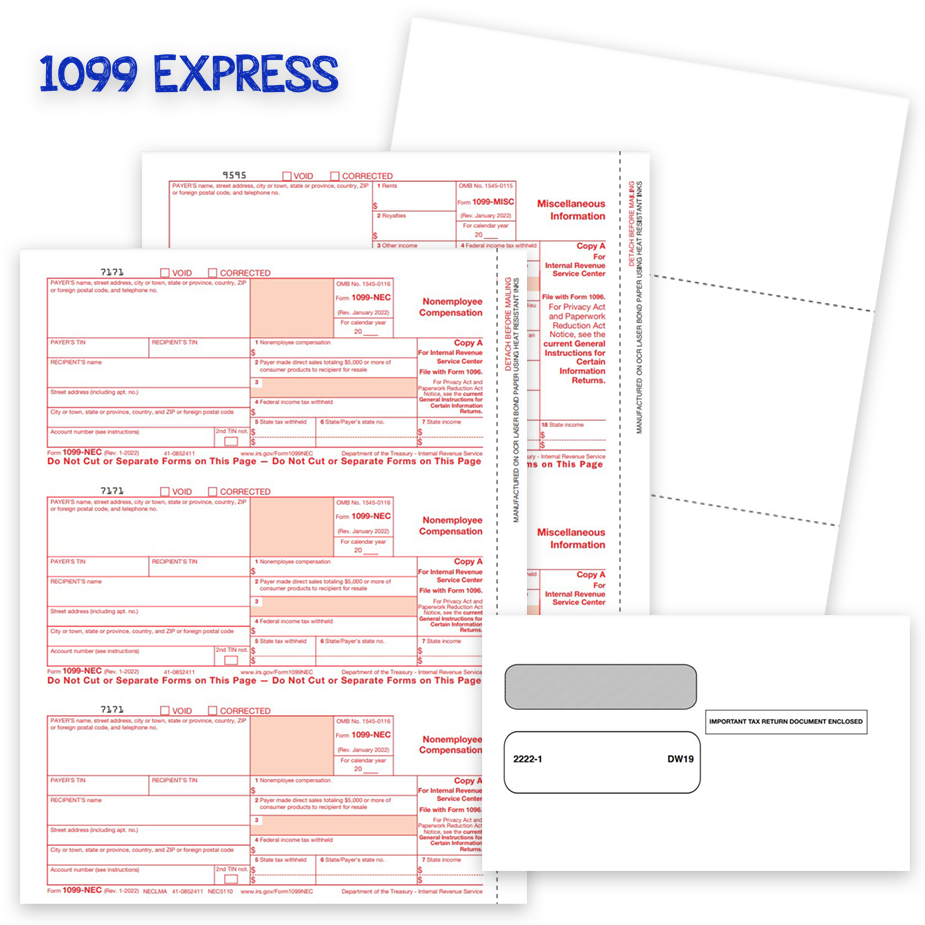 1099 Express software compatible 1099 & W2 tax forms and envelopes, official forms and blank perforated paper - zbpforms.com