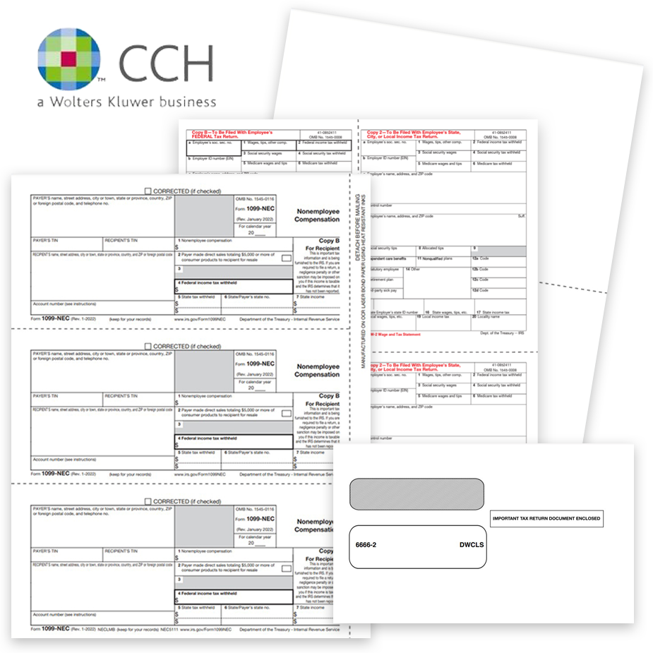 CCH ProSystem fx Compatible 1099 & W2 Tax Forms and Envelopes, Official Forms and Blank Perforated Paper - zbpforms.com