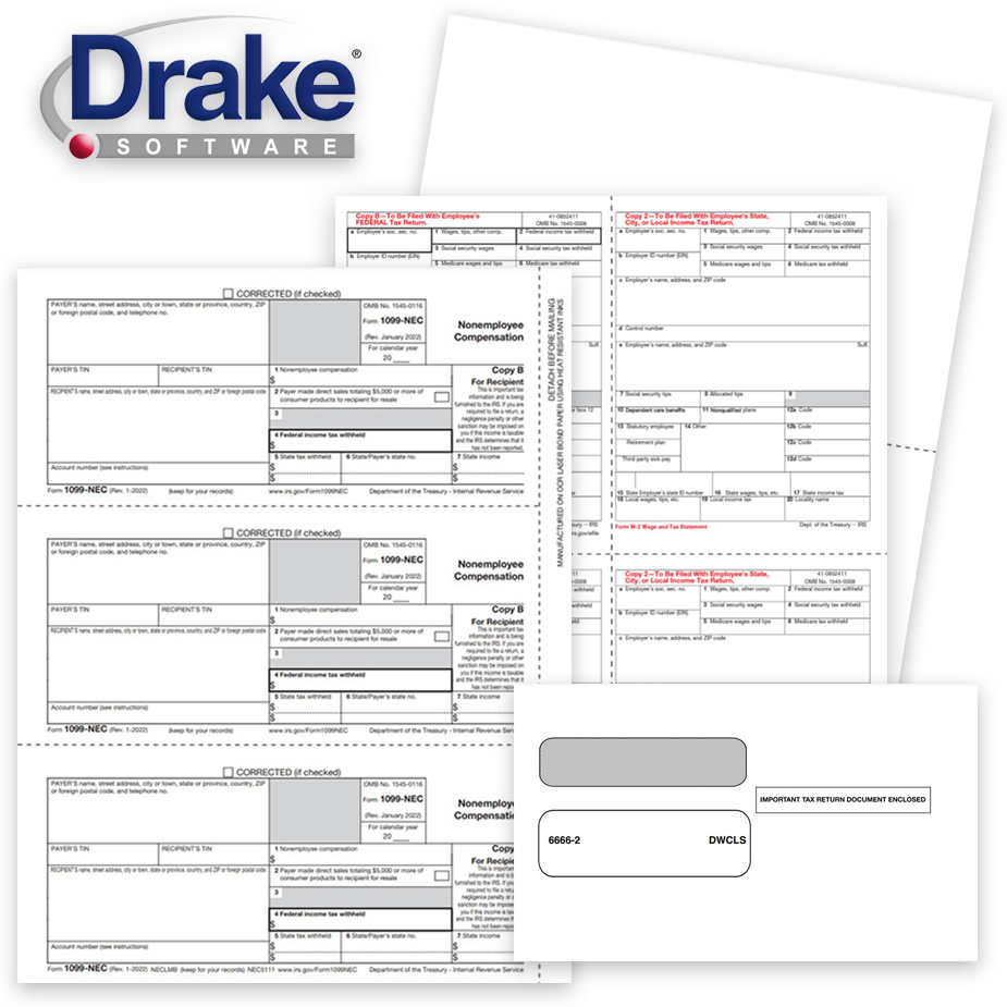 Drake Software Compatible 1099 & W2 Tax Forms and Envelopes, Official Forms and Blank Perforated Paper - zbpforms.com