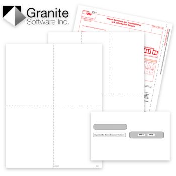 Granite software compatible 1099 & W2 tax forms and envelopes, blank perforated paper and transmittals - zbpforms.com