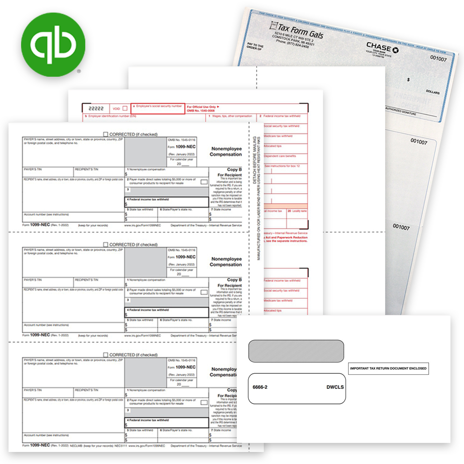 Intuit QuickBooks Compatible 1099 & W2 Tax Forms, Checks and Envelopes Low Prices without Coupons - zbpforms.com