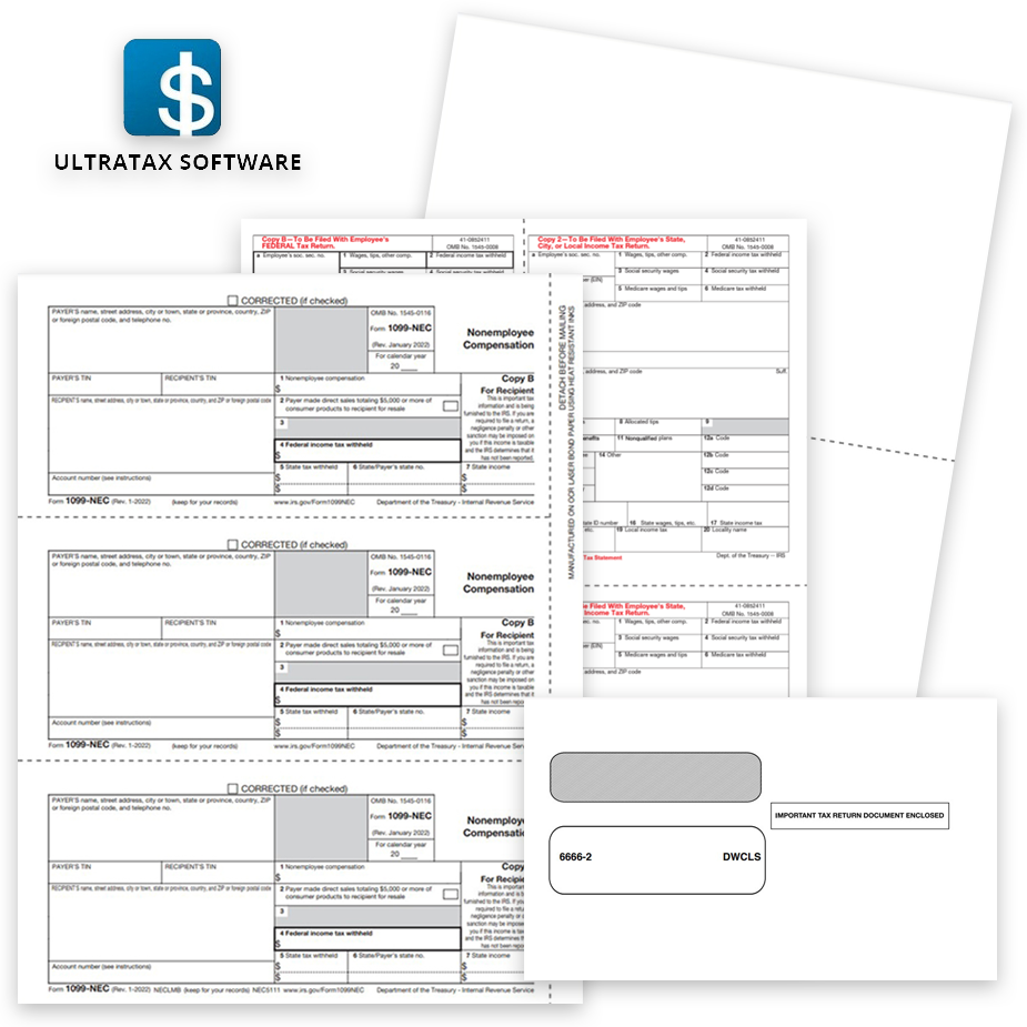 UltraTax Software Compatible 1099 & W2 Tax Forms and Envelopes, Official Forms and Blank Perforated Paper - zbpforms.com